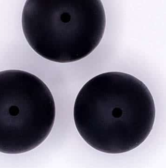 Siliconen kraal - Zwart - 16mm - Rond