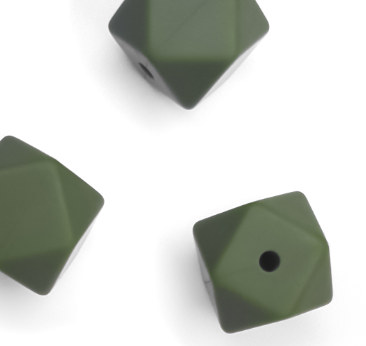 Siliconen kraal - Bos groen - 20mm - Hexagon