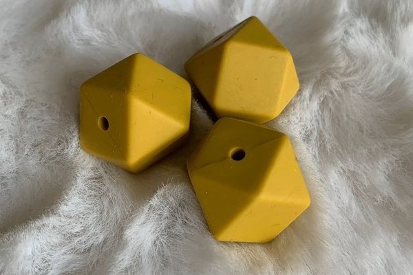 Siliconen kraal - Oker geel - 20mm - Hexagon