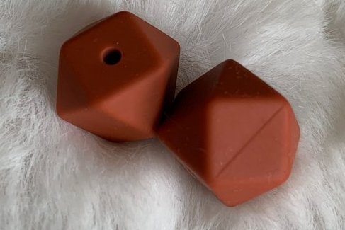 Siliconen kraal - Henna rood - 17mm - Hexagon