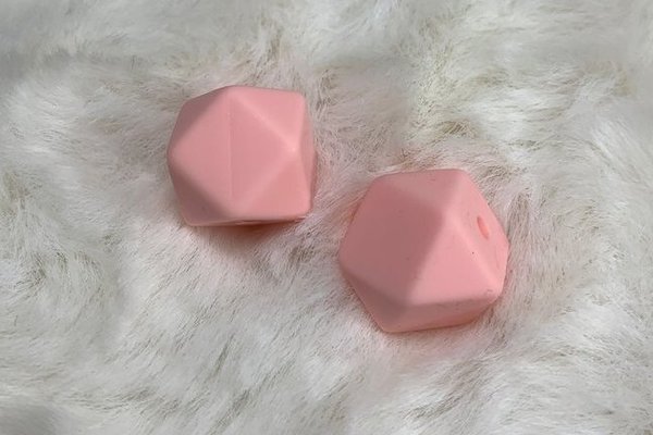 Siliconen kraal - Licht roze - 17mm - Hexagon
